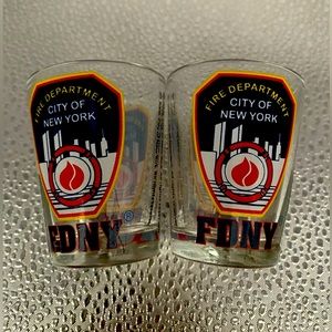 ❤️ 1st Responders- 9 1 1- Never Forget! “FDNY” Shot Glasses - Set of 2